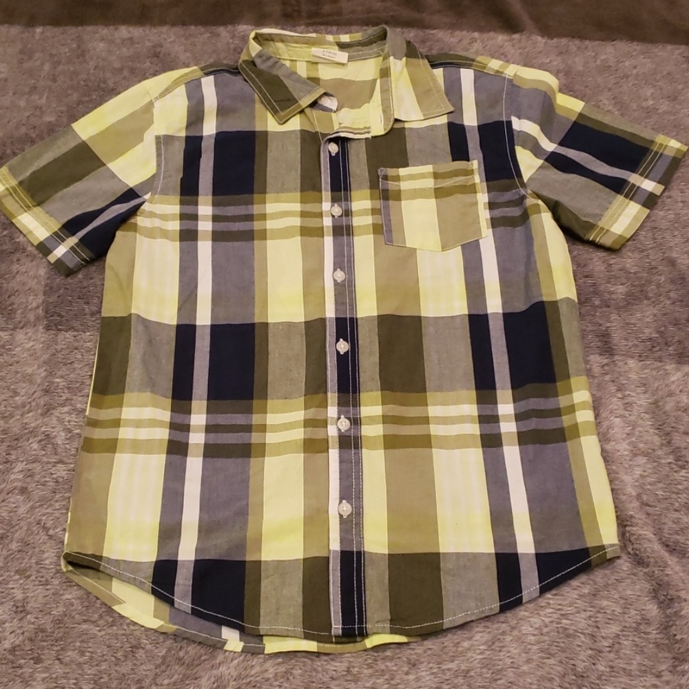 Crazy 8 blue and yellow button down short sleeve